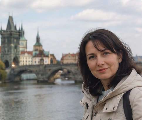 Ірина Коваленко на фоні визначних місць Праги